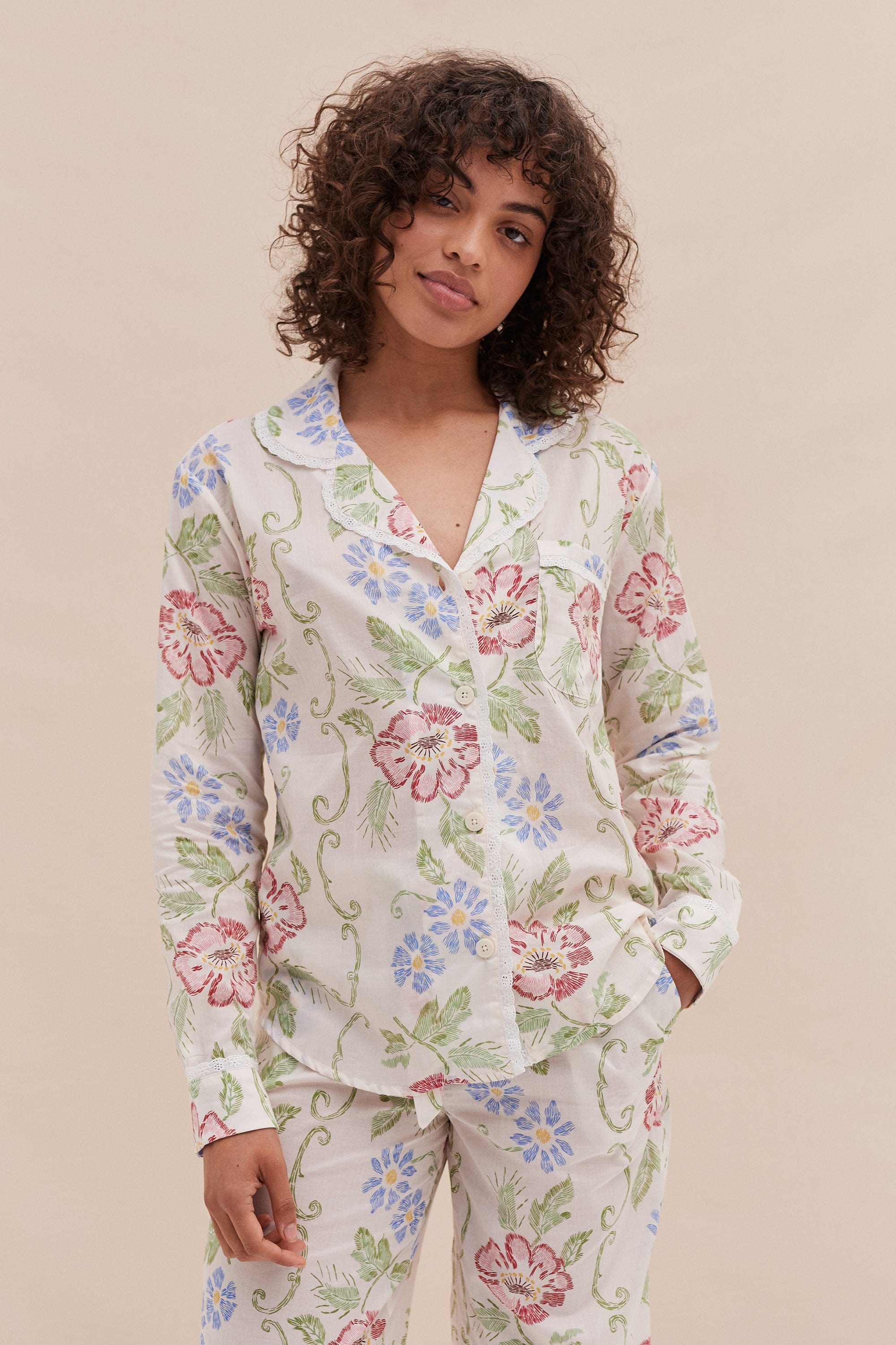 Long Pyjama Set Dorothea Print Cream with Trims – Desmond & Dempsey