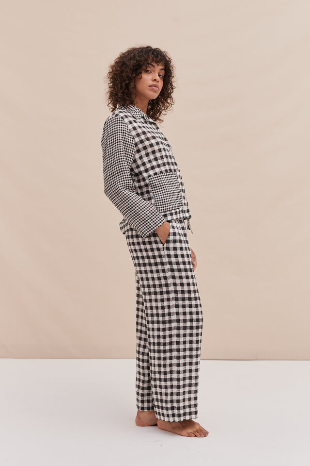 Pocket Set Gingham Print Black and White