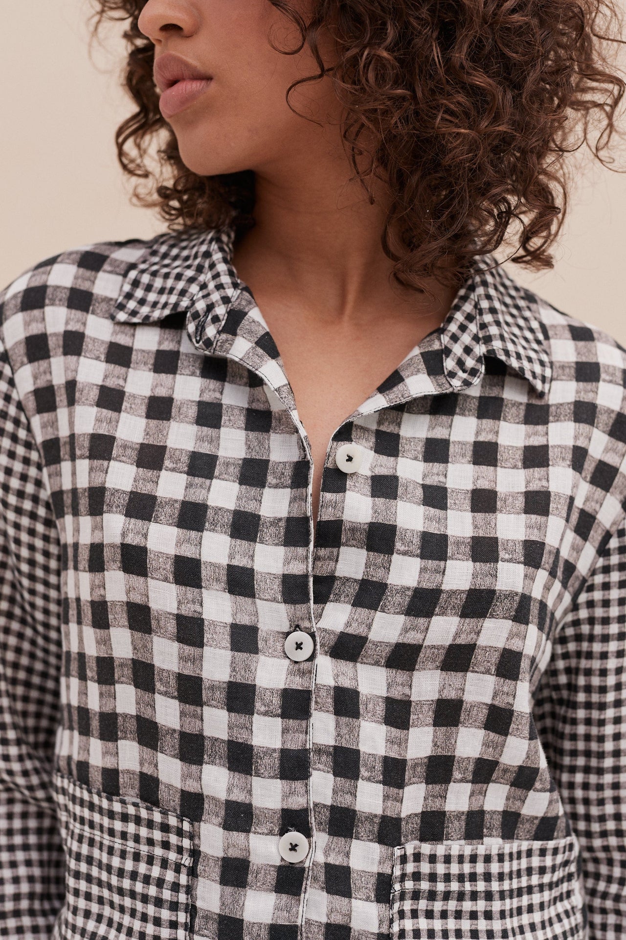 Pocket Set Gingham Print Black and White