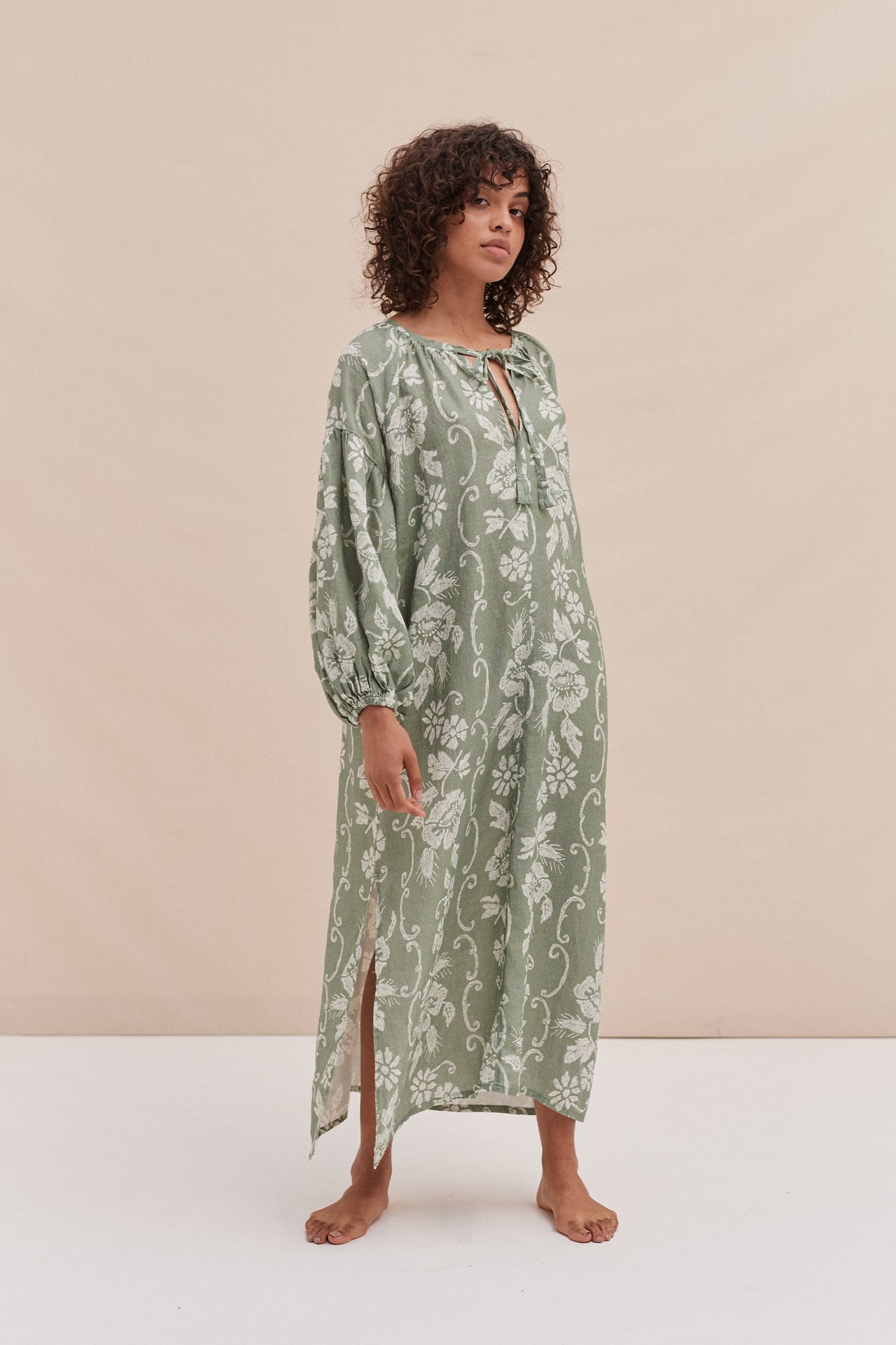 Blouson Sleeve Kaftan Dorothea Print Sage