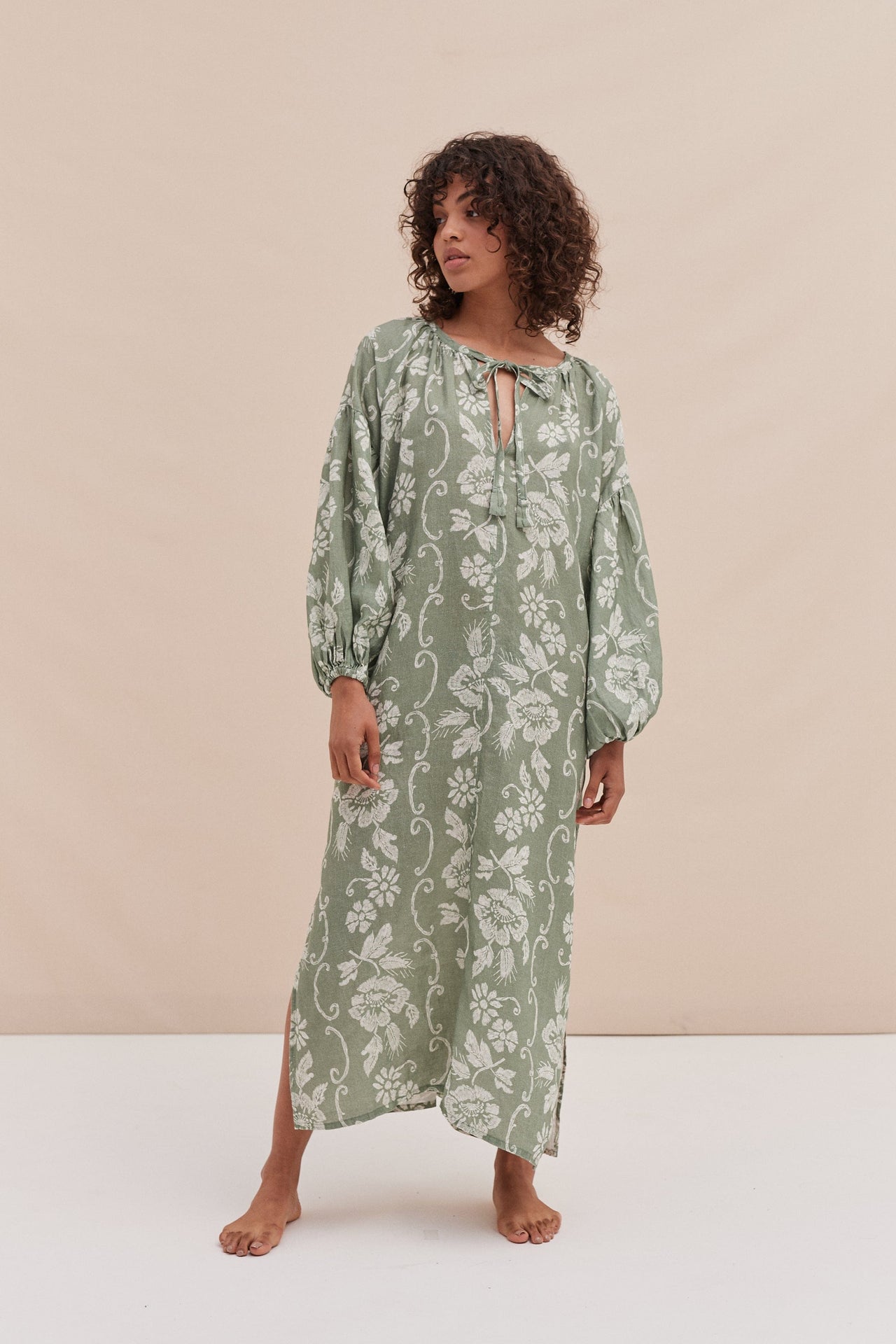 Blouson Sleeve Kaftan Dorothea Print Sage