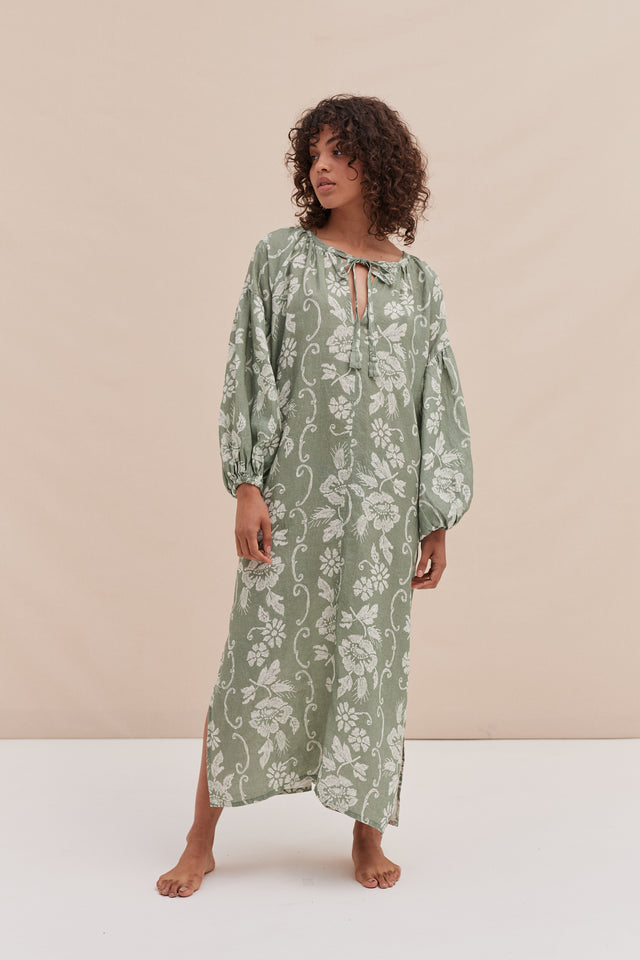 Blouson Sleeve Kaftan Dorothea Print Sage