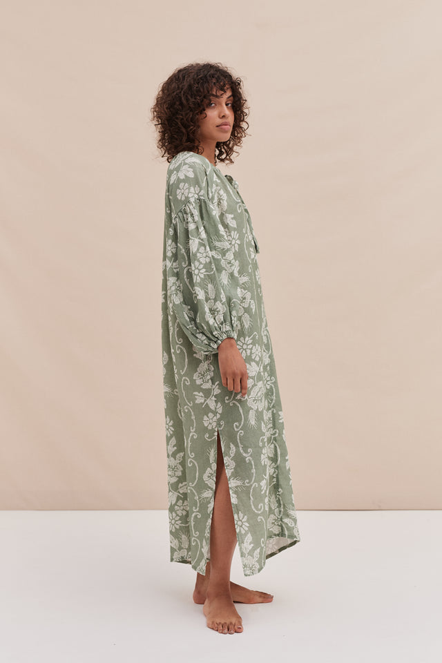 Blouson Sleeve Kaftan Dorothea Print Sage