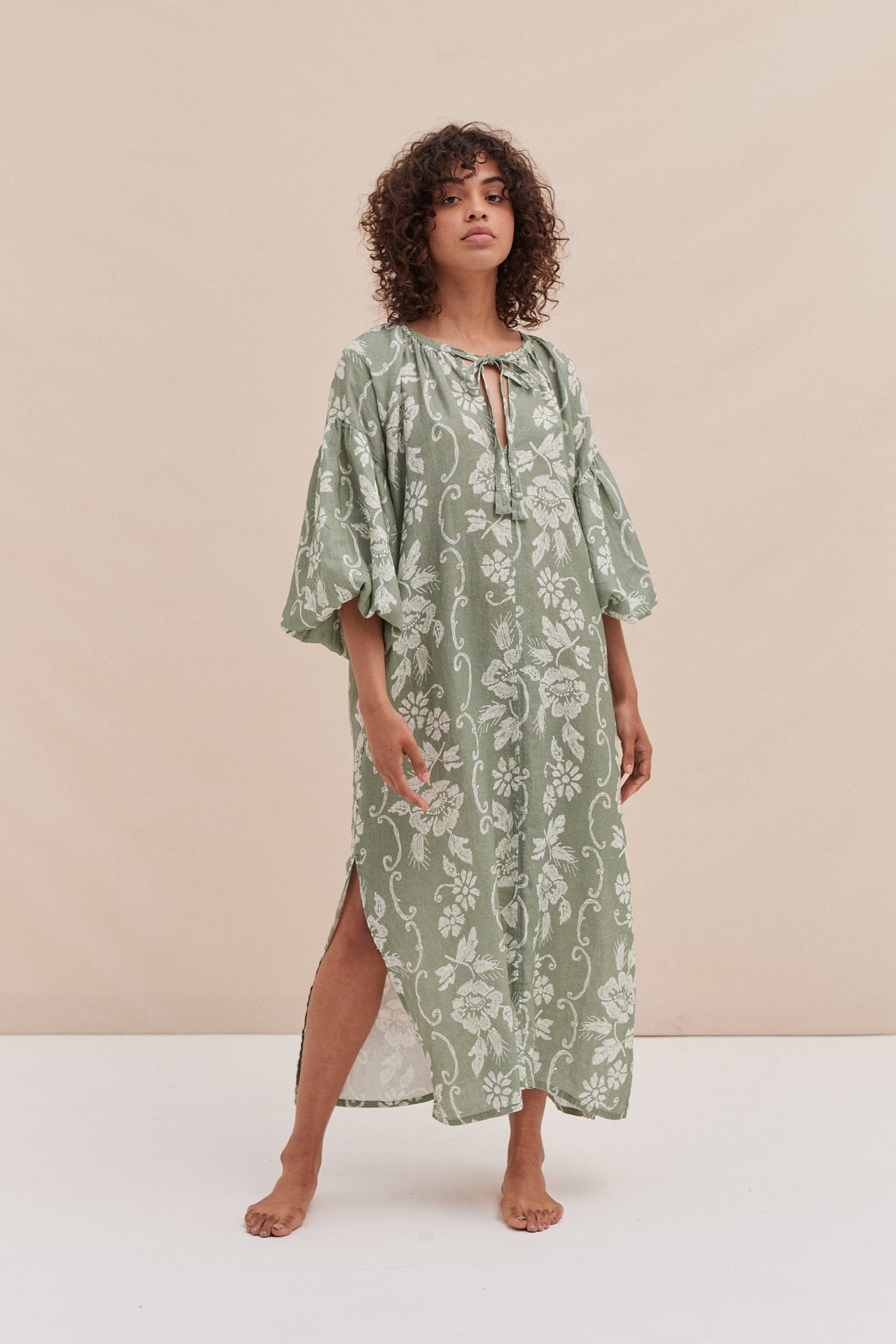 Blouson Sleeve Kaftan Dorothea Print Sage