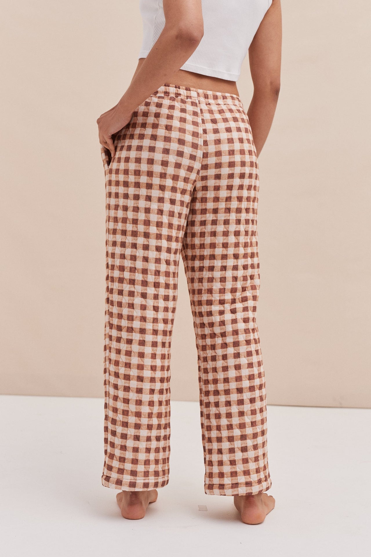 Quilted Trouser in Alpen Flora Print Cream and Brown