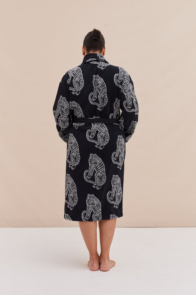 Unisex Towel Robe Sansindo Print Black Cream