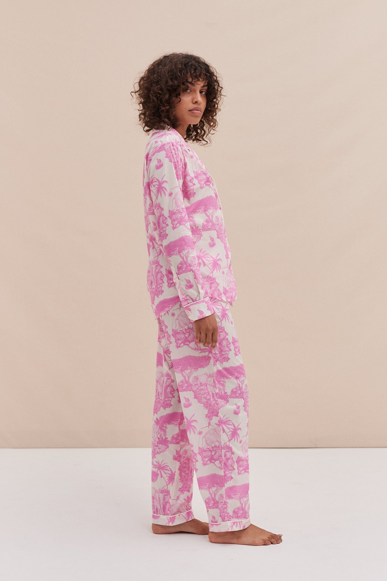 Long Pyjama Set Loxodonta Print Pink