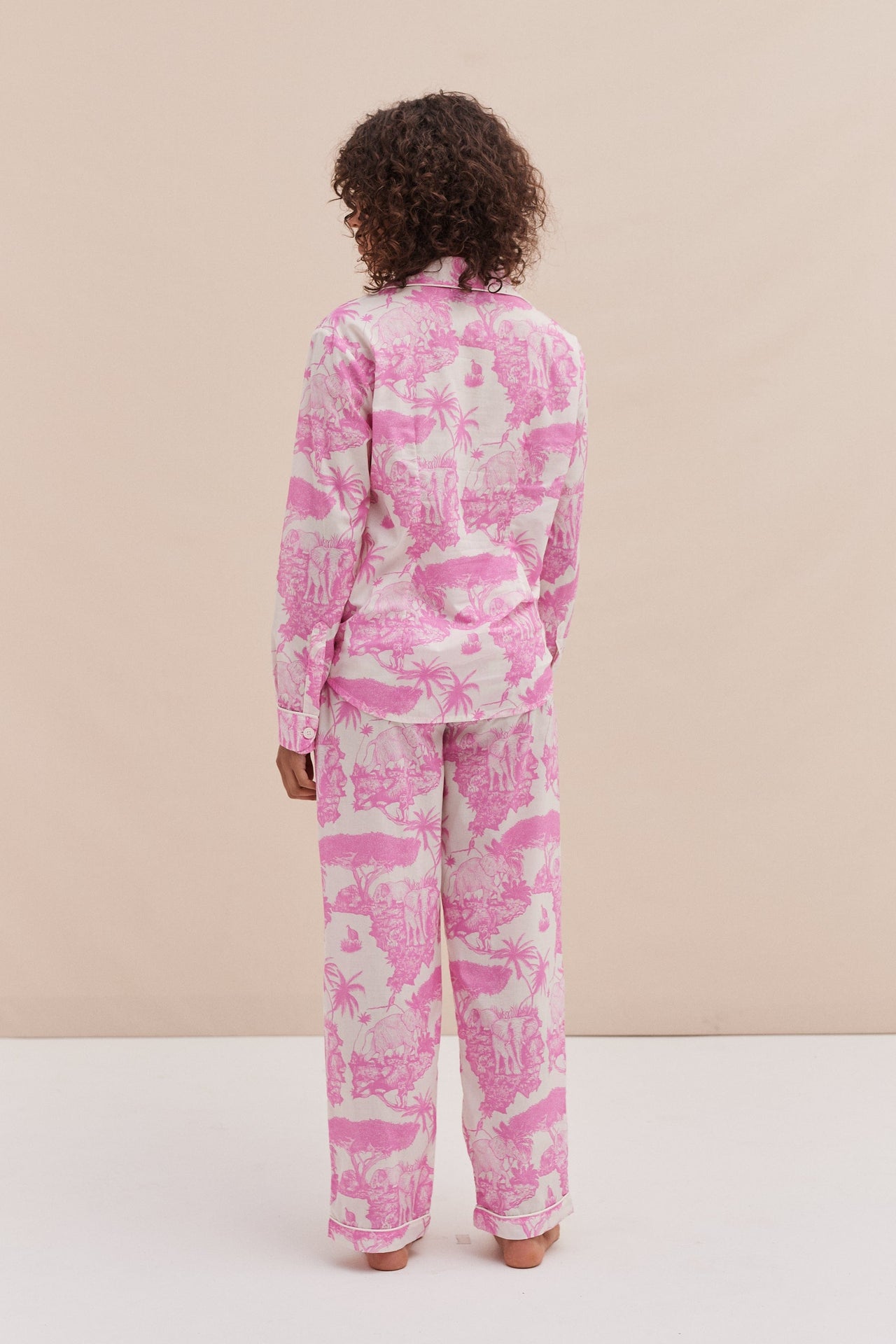 Long Pyjama Set Loxodonta Print Pink