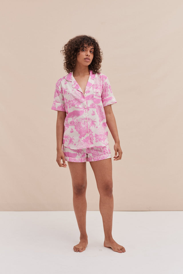 Short Pyjama Set Loxodonta Print Pink