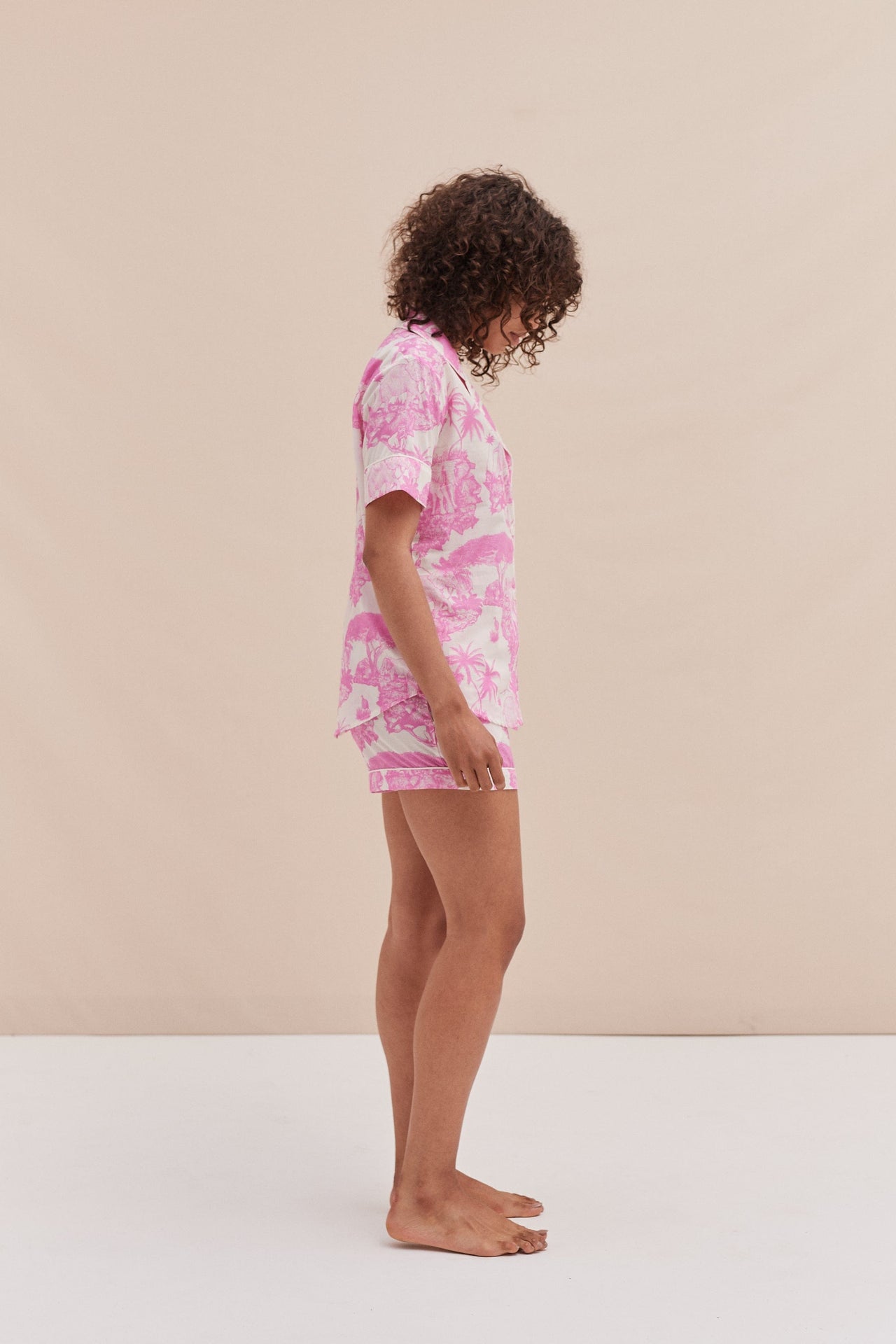 Short Pyjama Set Loxodonta Print Pink