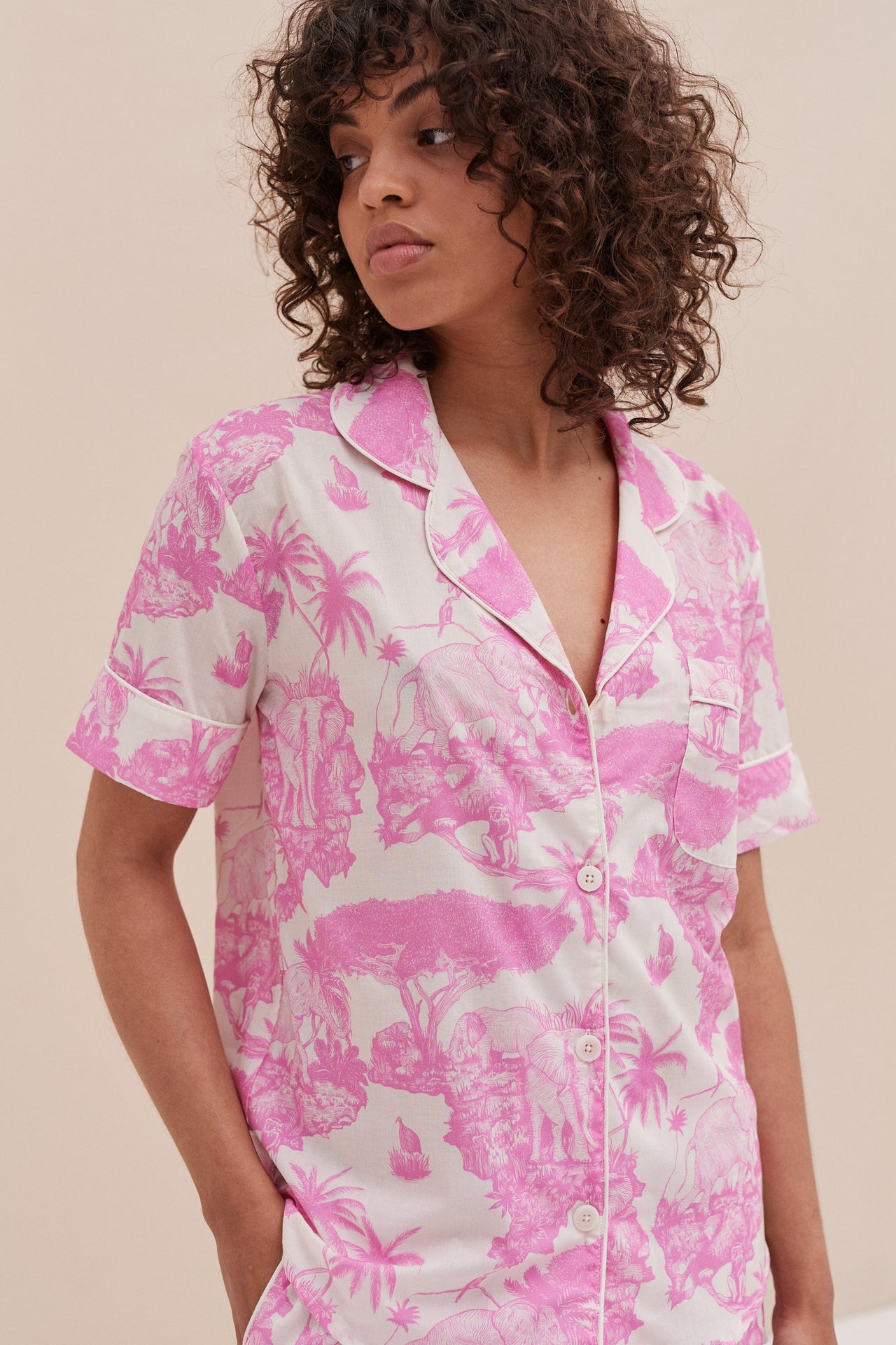 Short Pyjama Set Loxodonta Print Pink