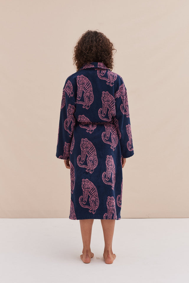 Unisex Towel Robe Sansindo Print Navy Pink