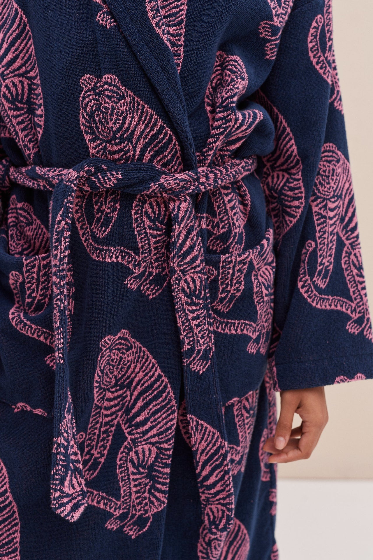 Unisex Towel Robe Sansindo Print Navy Pink