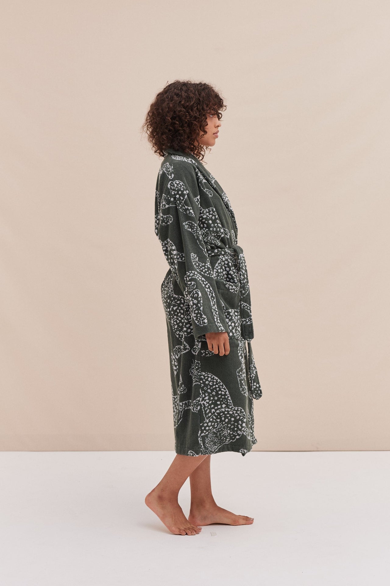 Unisex Towel Robe Jag Print Green