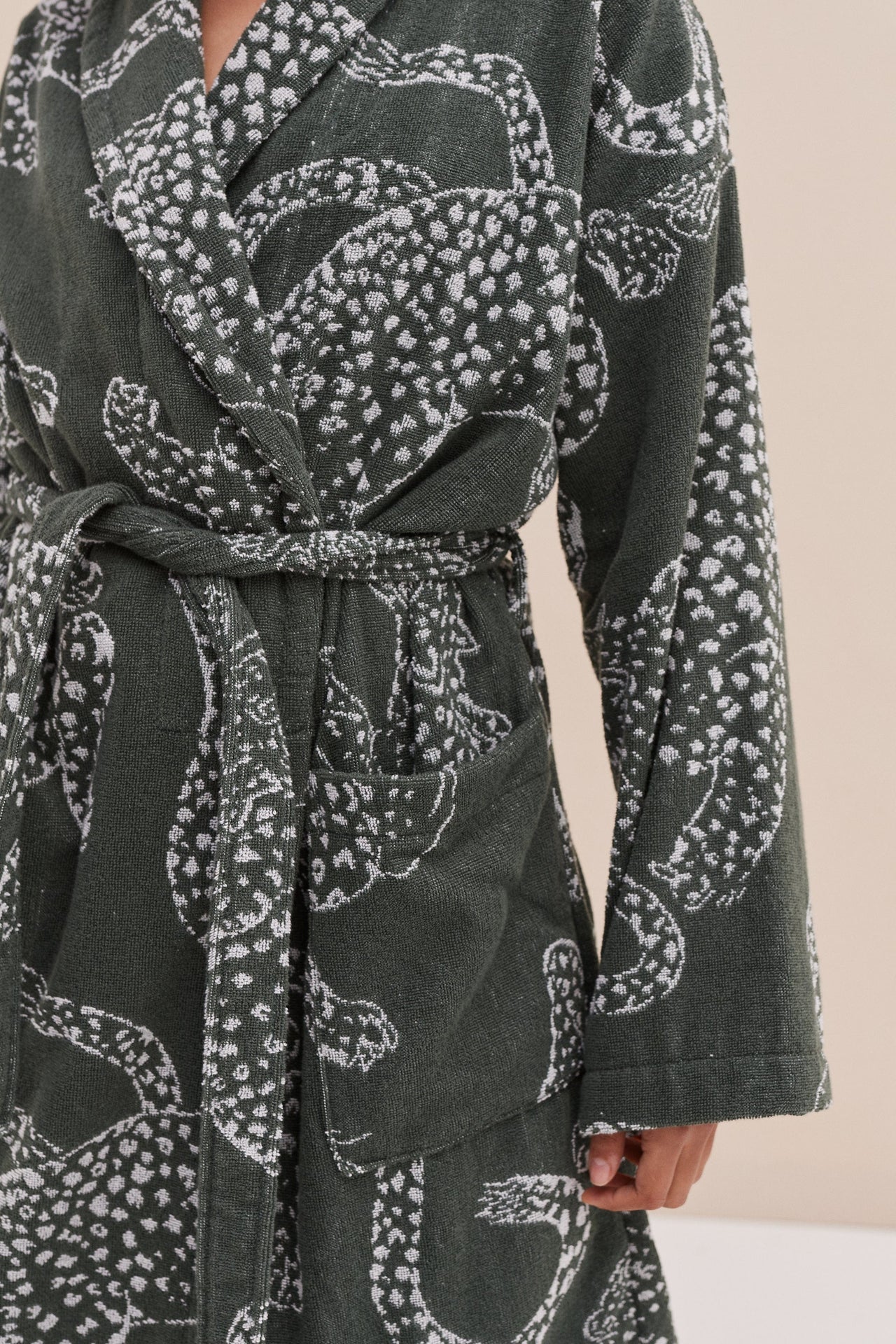 Unisex Towel Robe Jag Print Green