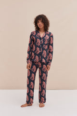 Long Pyjama Set Sansindo Tiger Print Navy/Pink