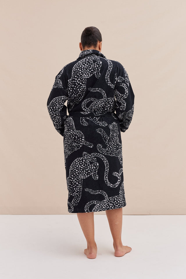 Unisex Towel Robe Jag Print Black