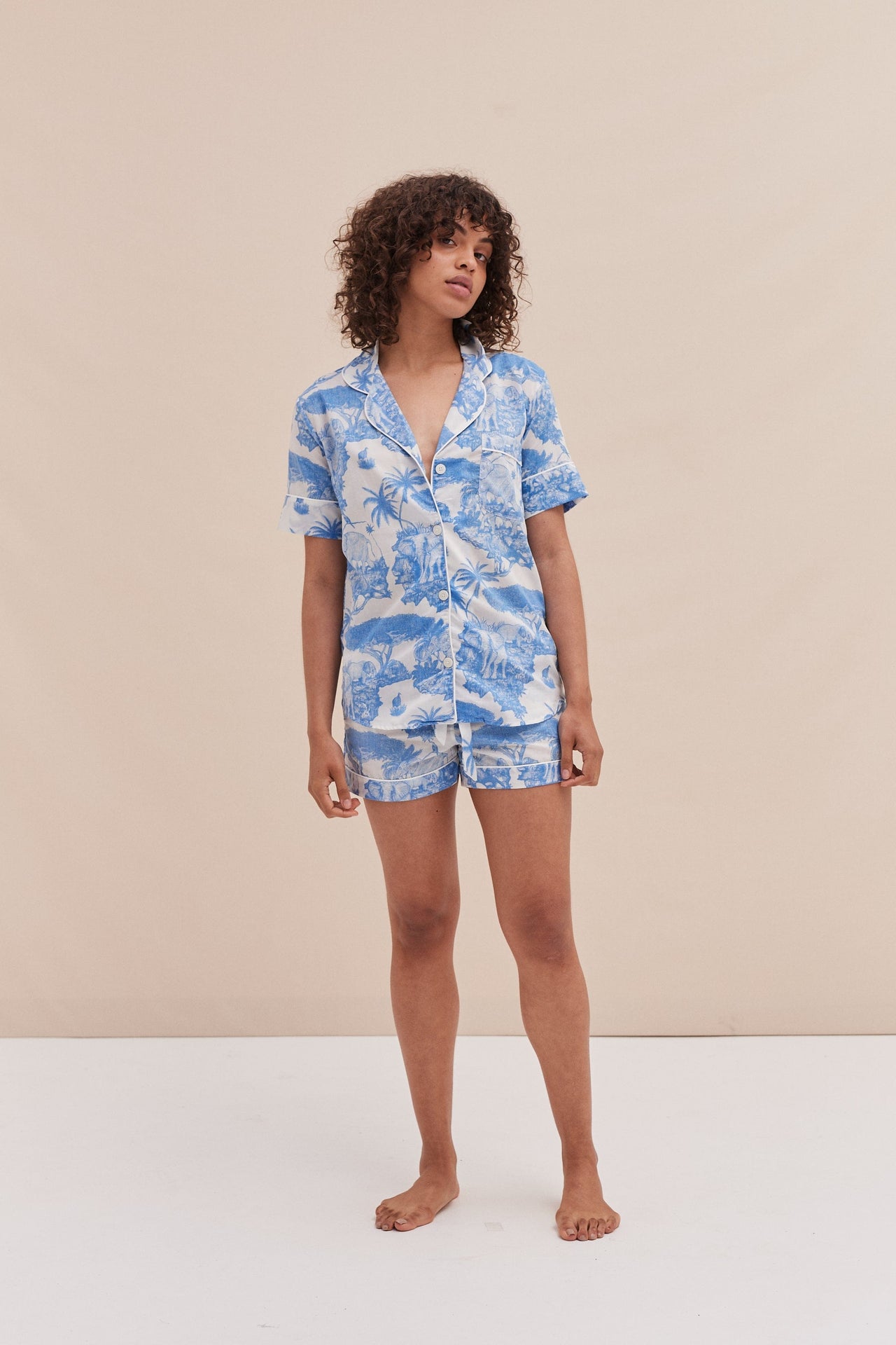 Short Pyjama Set Loxodonta Print Blue