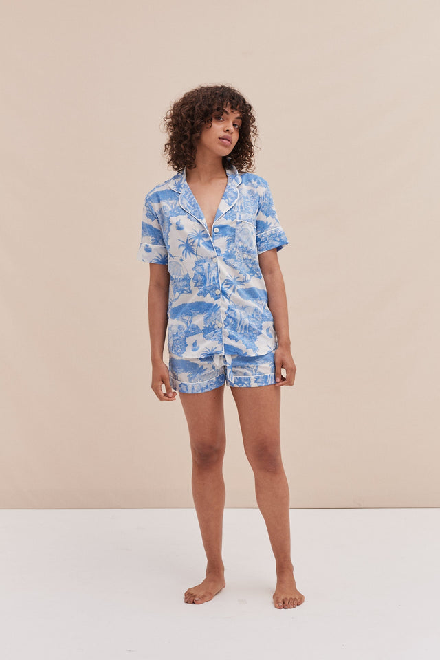 Short Pyjama Set Loxodonta Print Blue