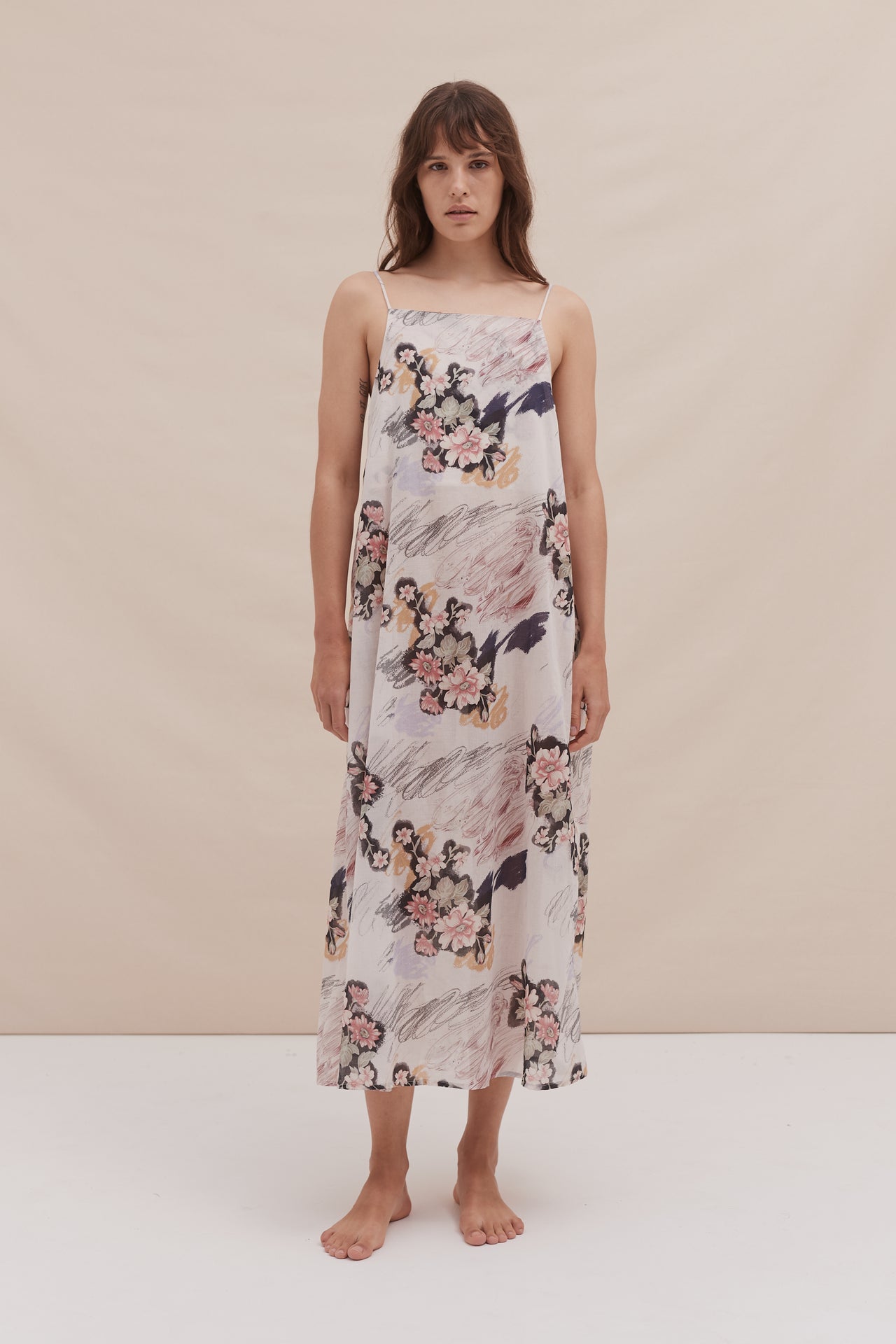 Square Nightie Love Print Chalk