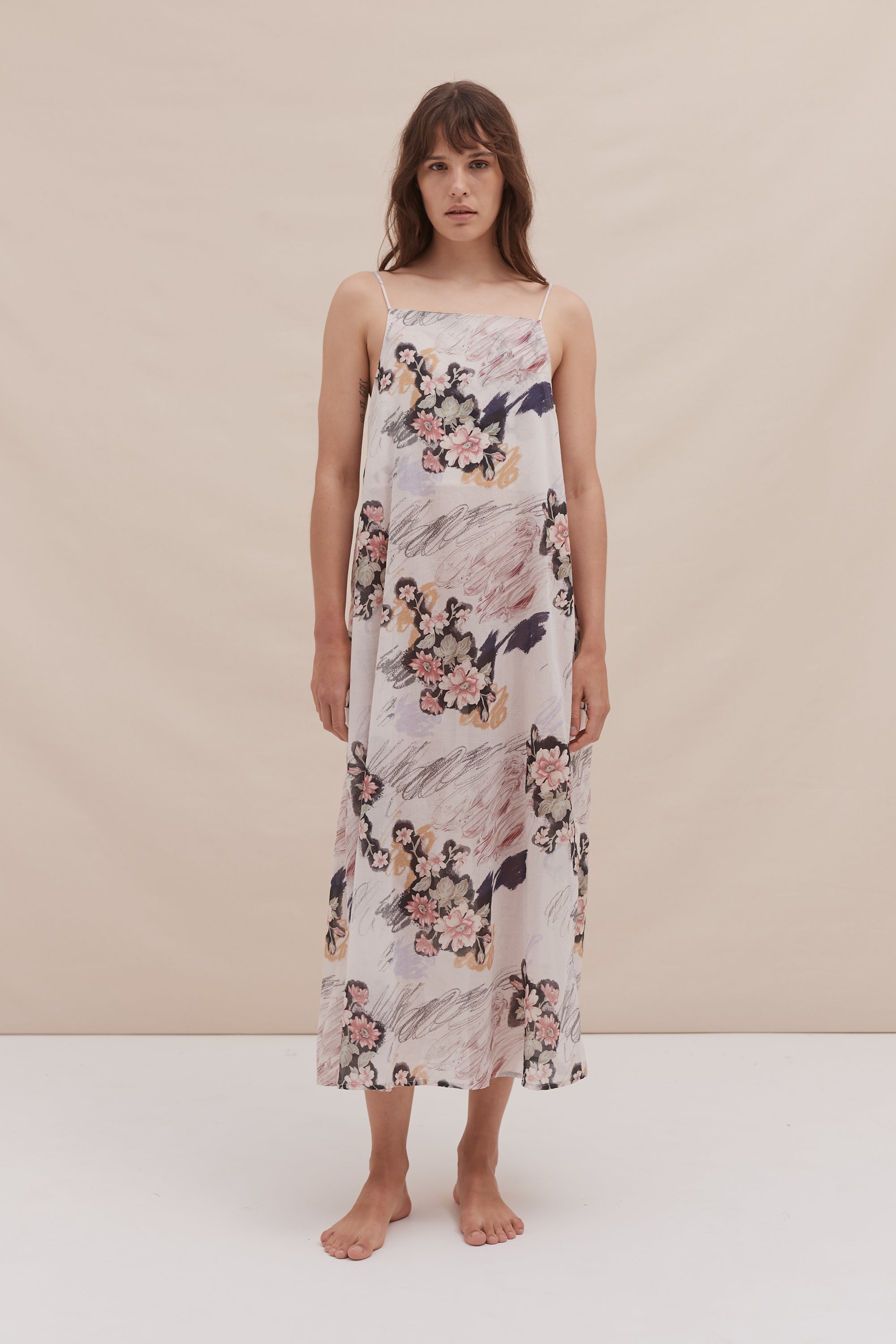 Square Nightie Love Print Chalk