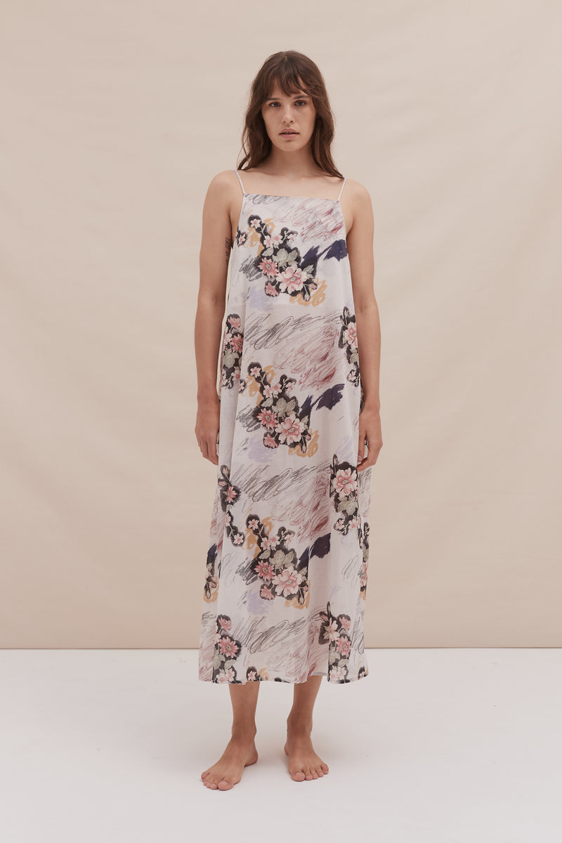 Square Nightie Love Print Chalk