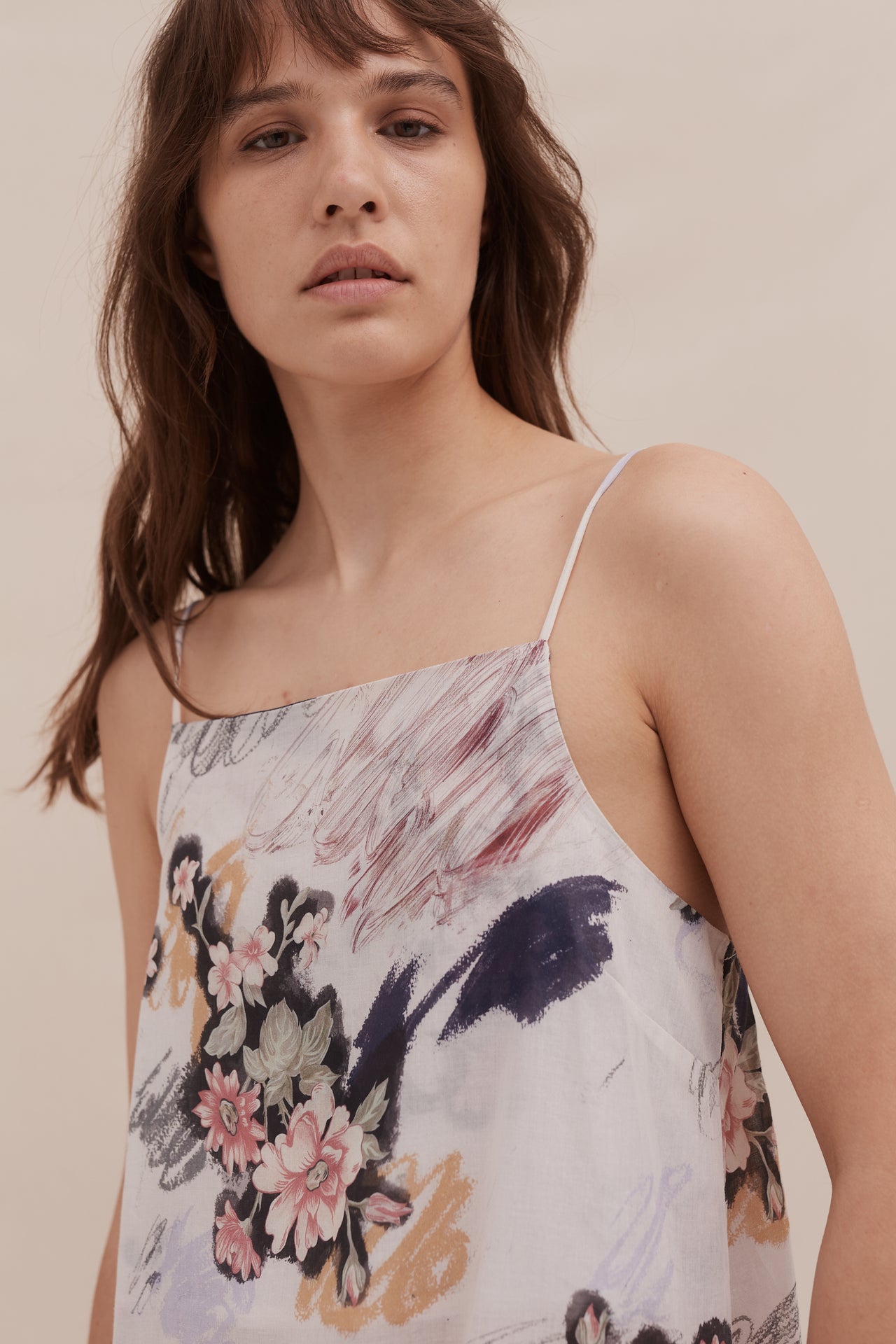 Square Nightie Love Print Chalk