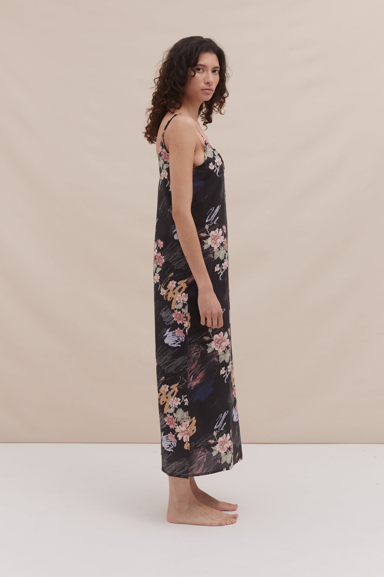 Slip Nightie Love Print Black