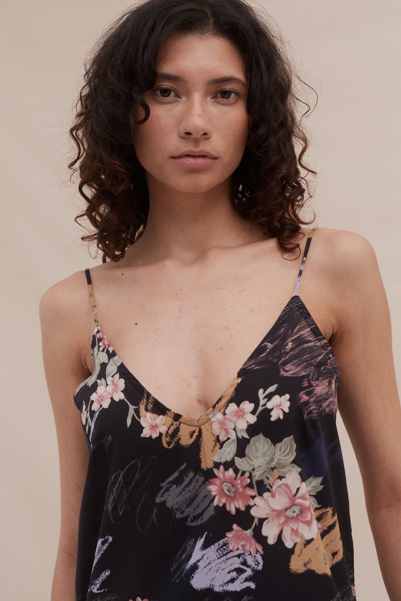 Slip Nightie Love Print Black