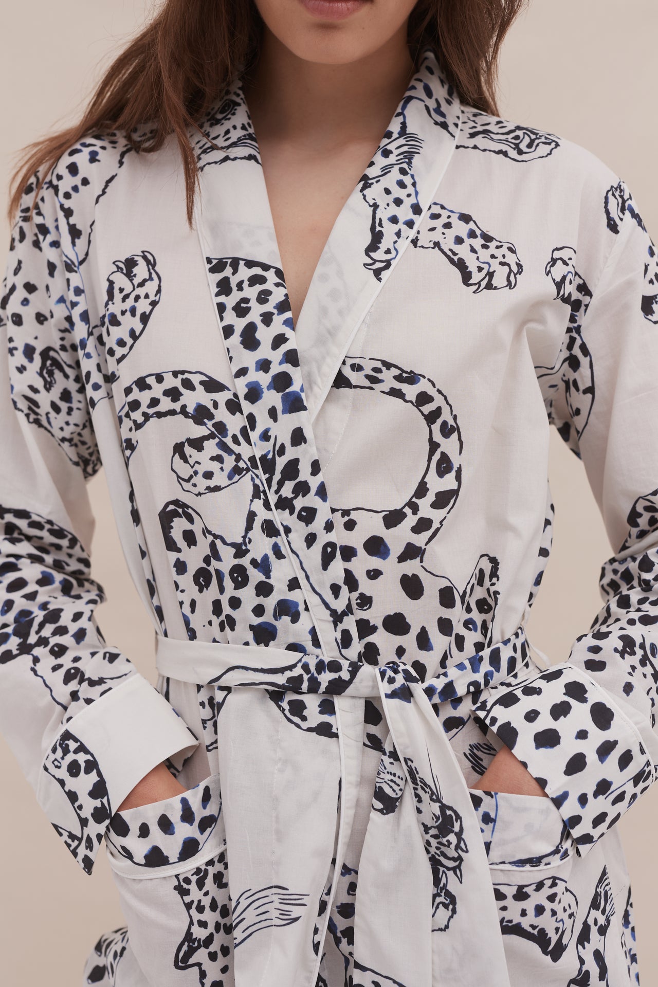 Women's Robe The Jag Print Cream