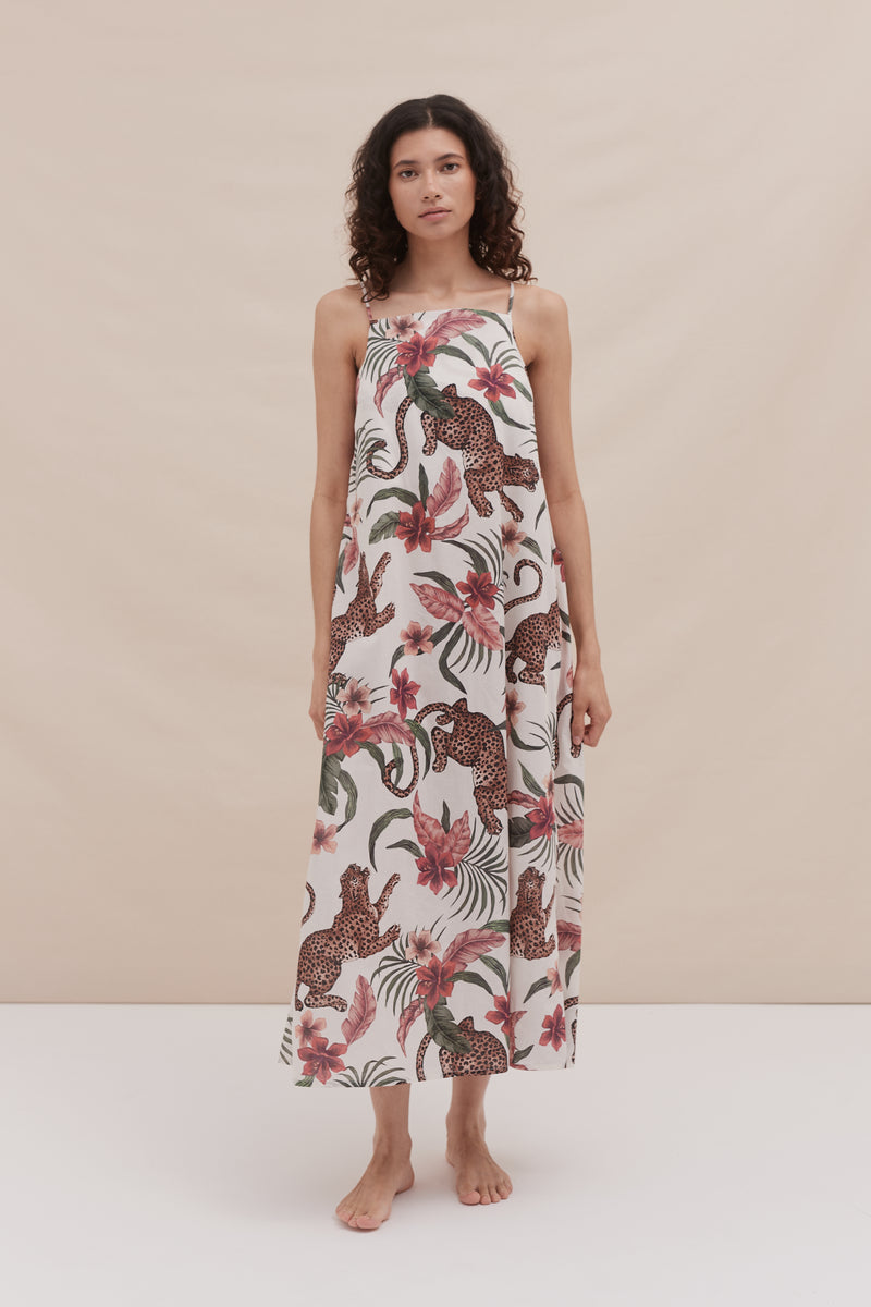 Square Nightie Soleia Leopard Print Cream