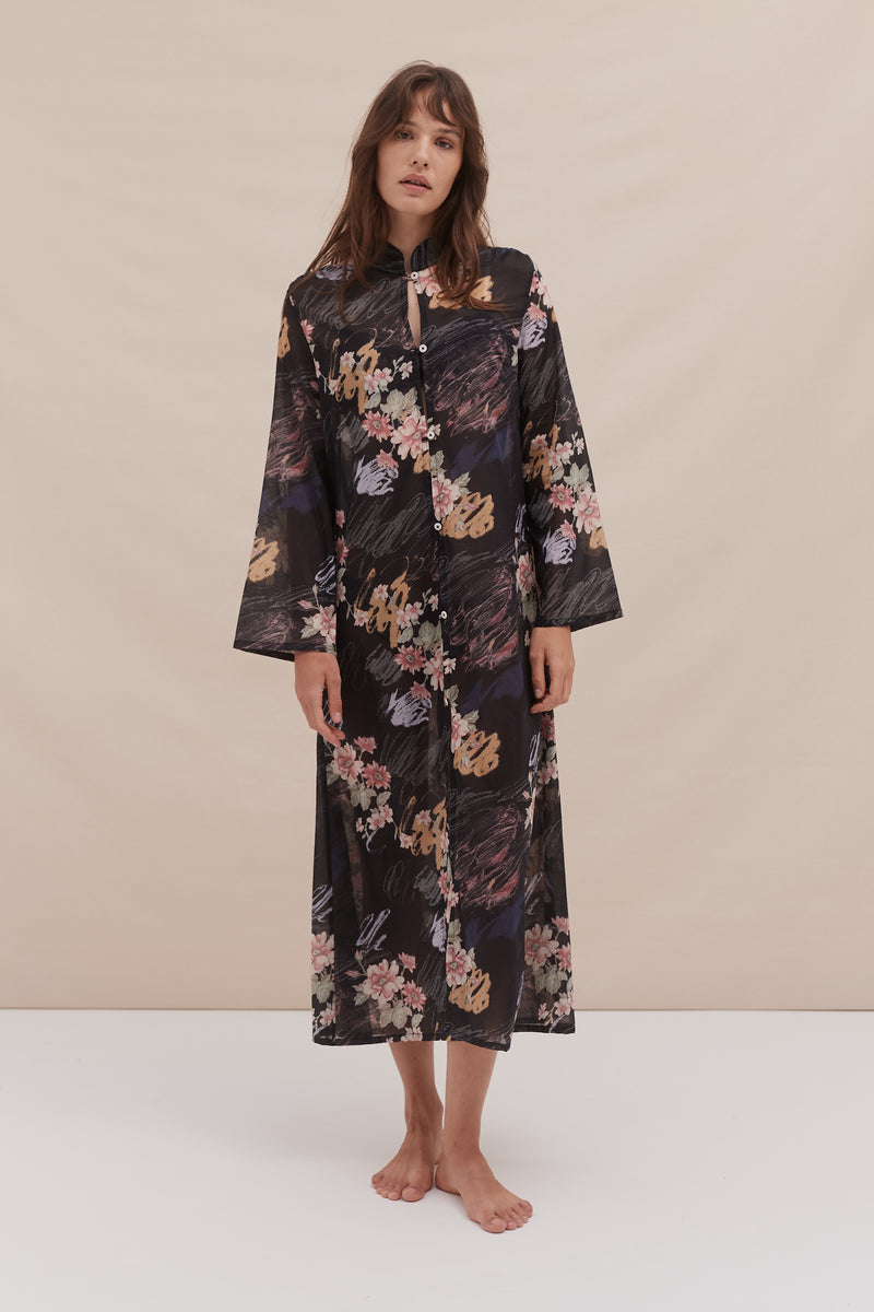 Robe De Nuit Love Print Black