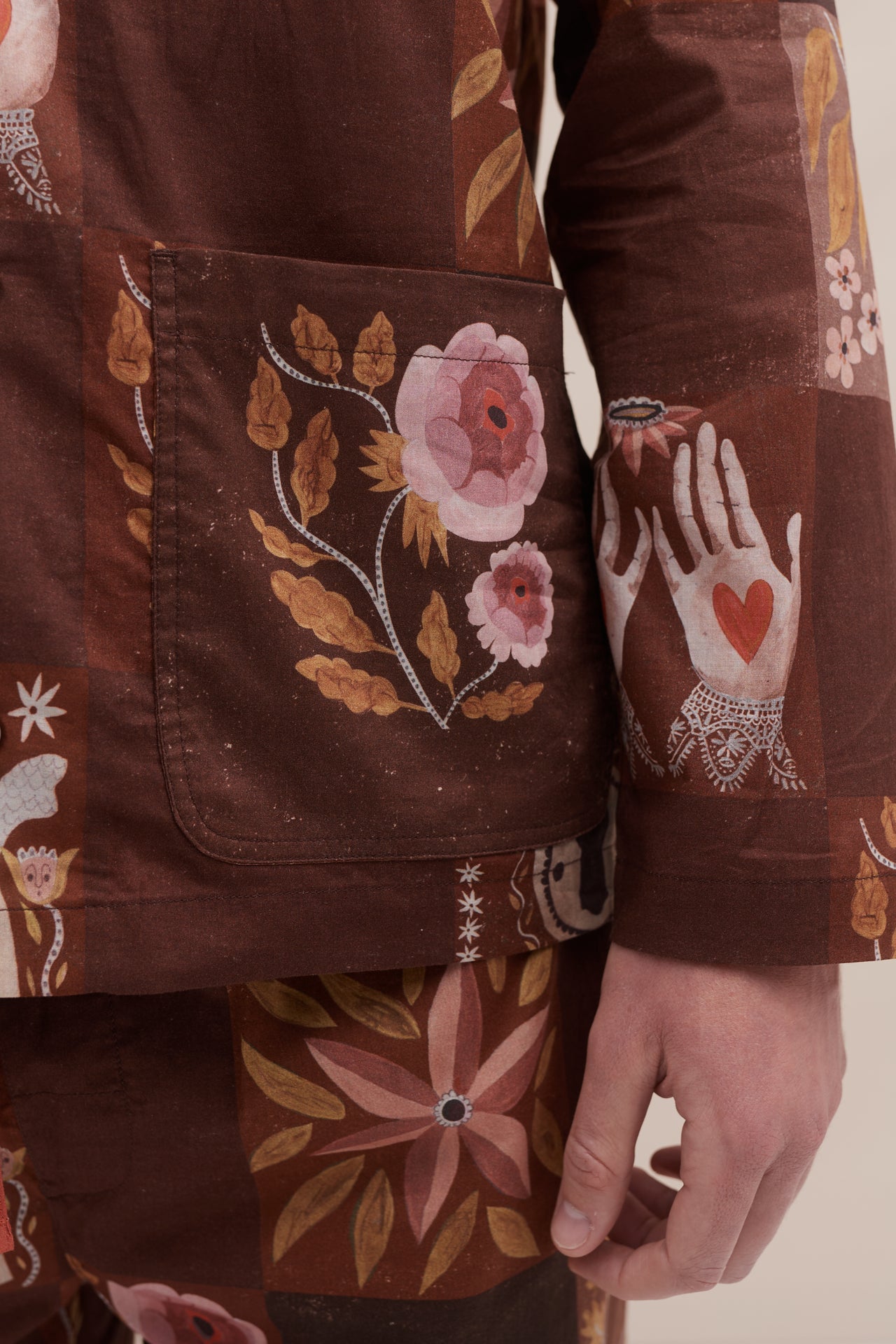 Men’s Pocket Pyjama Set Idle Hands Check Mocha