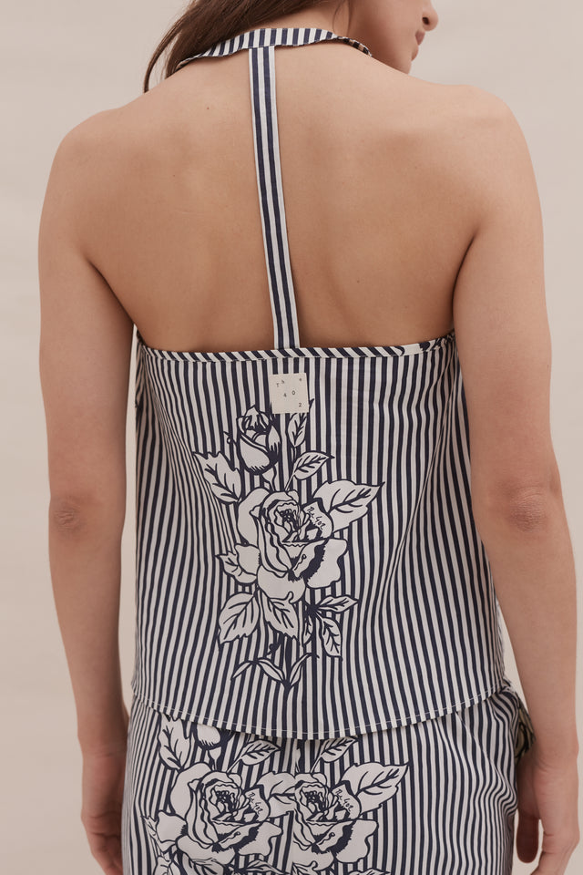 402 Swing Cami Pinstripe Rose Navy
