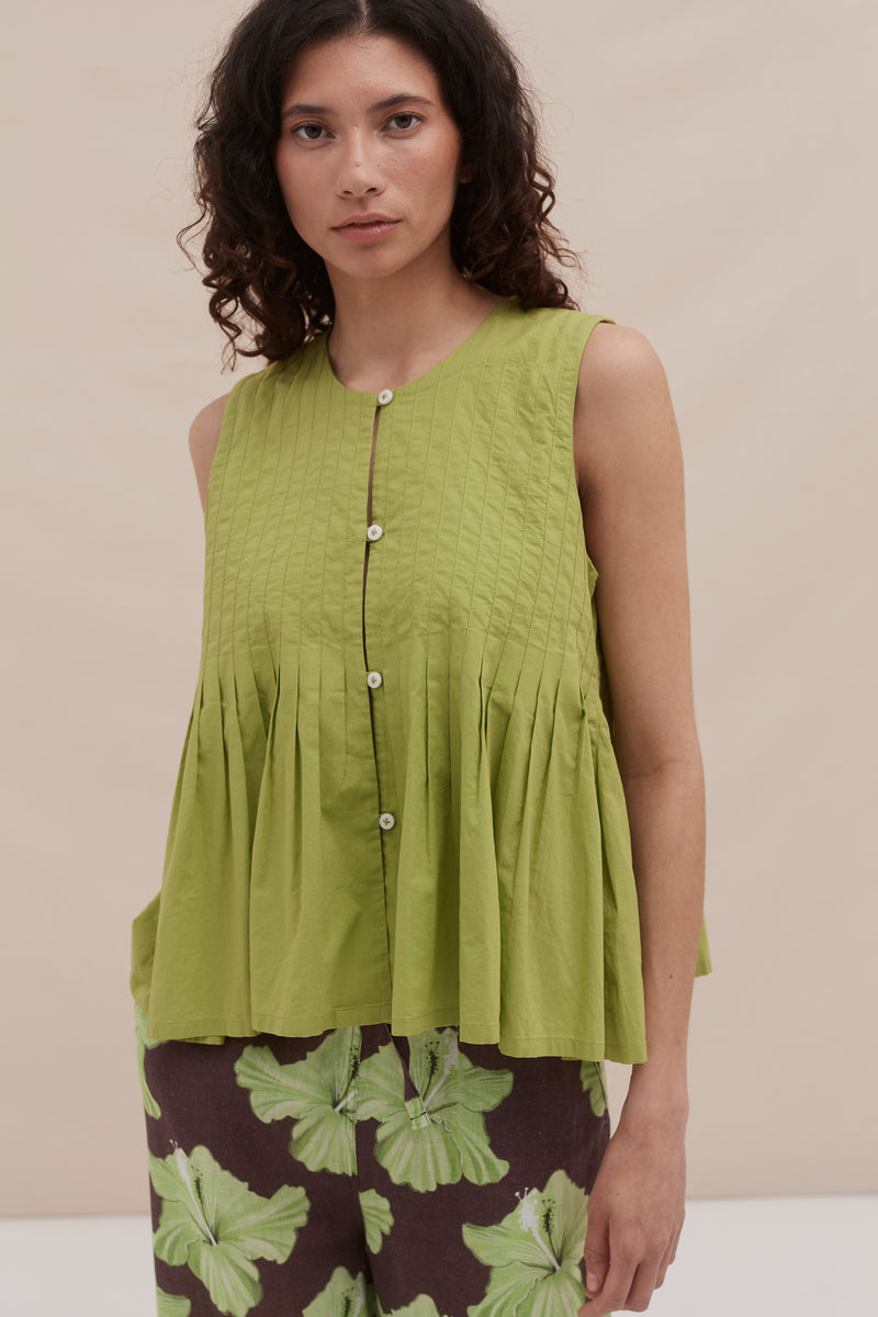 Pleated Cami Top Lime