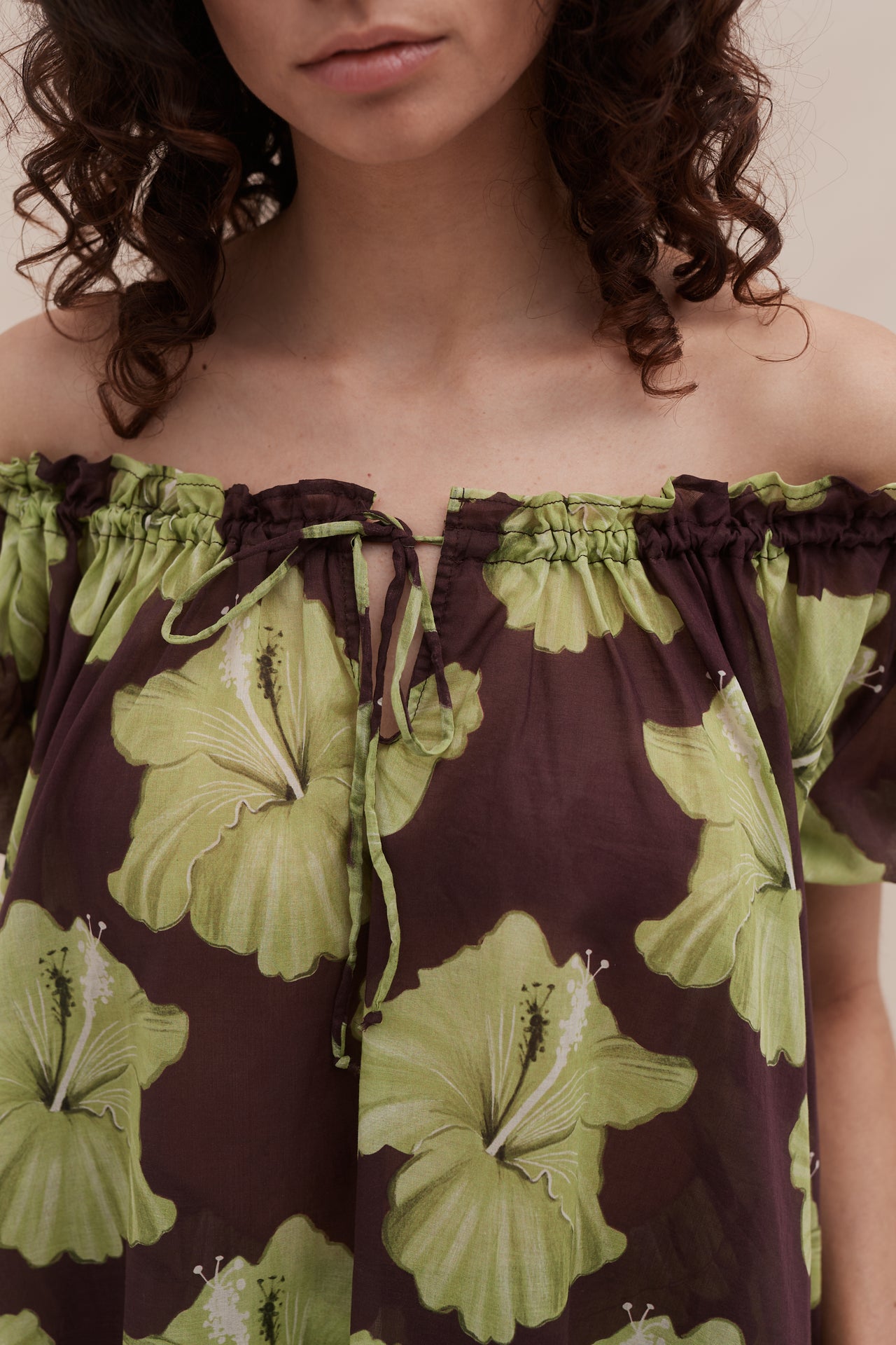 Idyllic Shirt and Easy Short Set Grand Hibiscus Print Cocoa/Lime