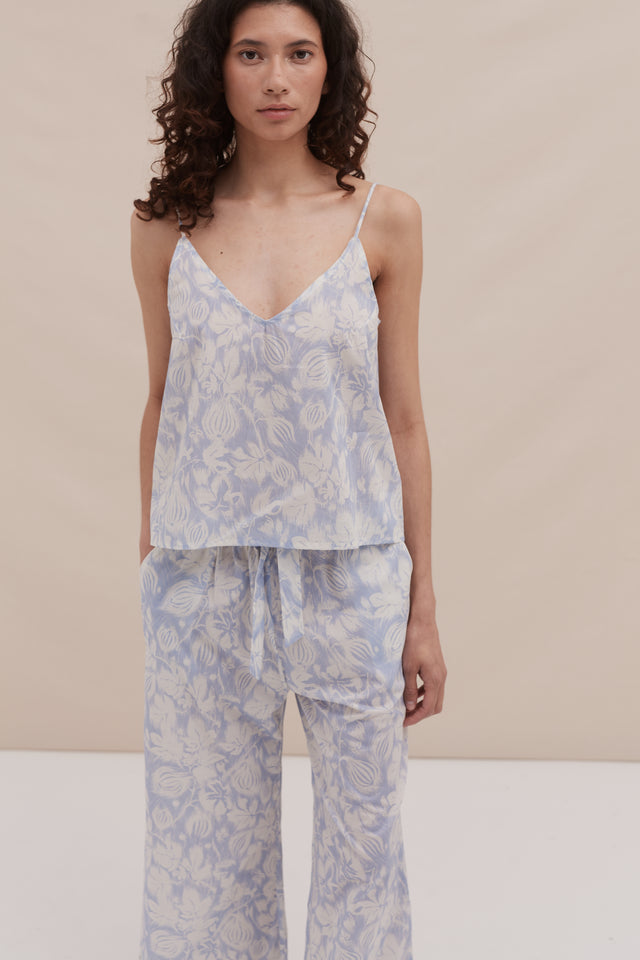 Cami Top and Wide Leg Trouser Set Alma Fig Print Blue