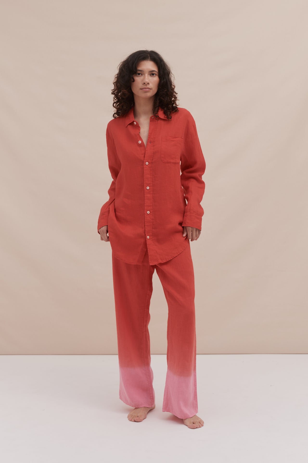 Lounge Shirt Red Linen