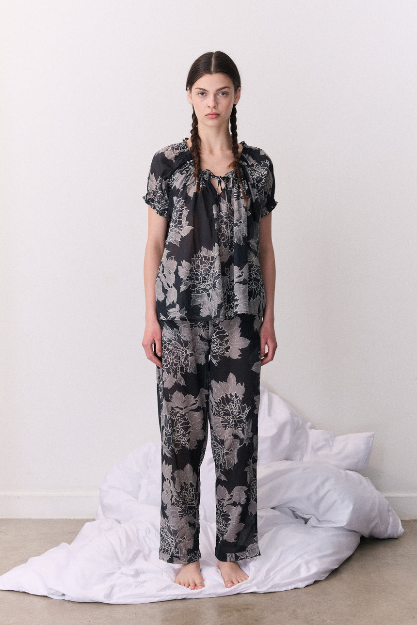 Light &amp; Easy Short Sleeve &amp; Trouser Set Peony Navy