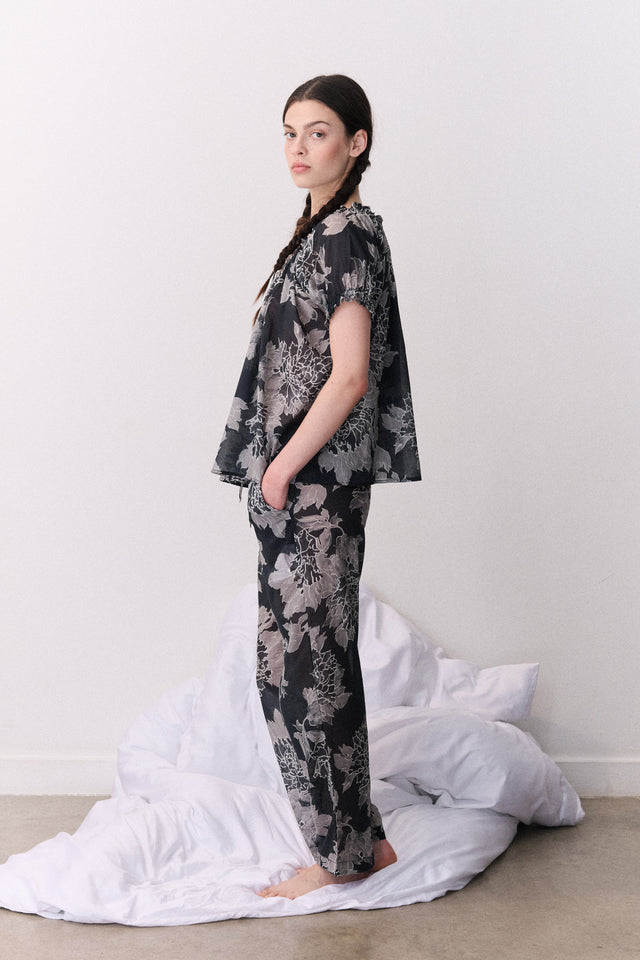 Light & Easy Short Sleeve & Trouser Set Peony Navy