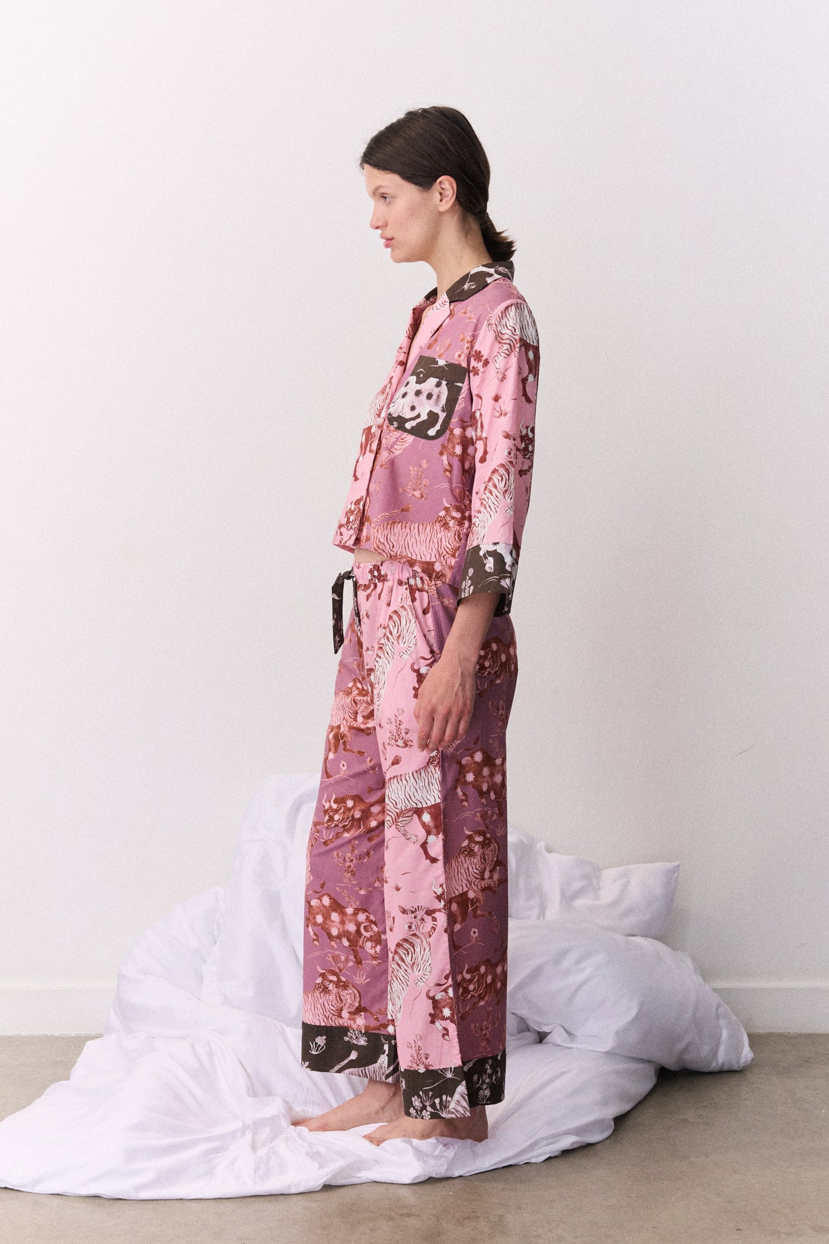 Boxy Shirt & Wide Leg Set Thunderheart Chestnut/Pink/Chocolate