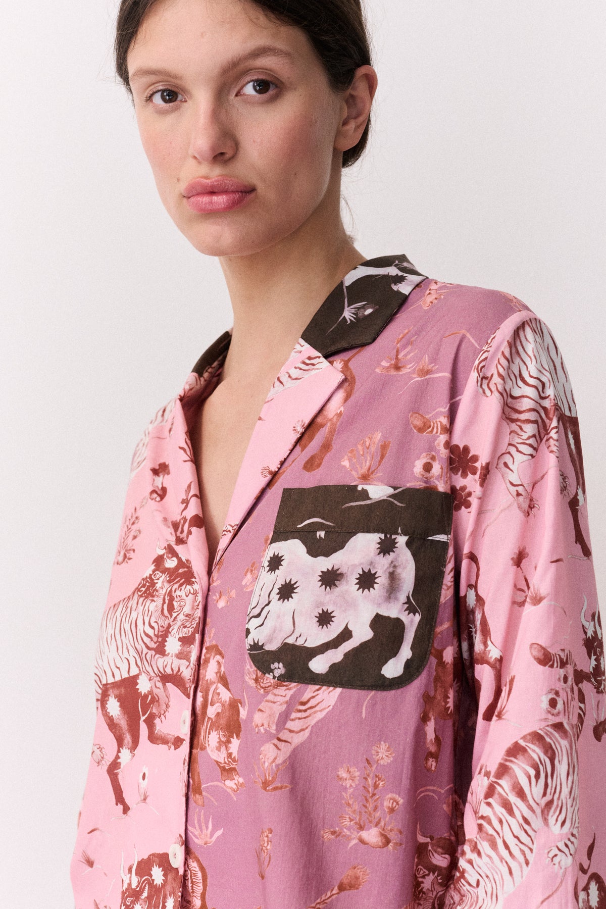 Boxy Shirt & Wide Leg Set Thunderheart Chestnut/Pink/Chocolate