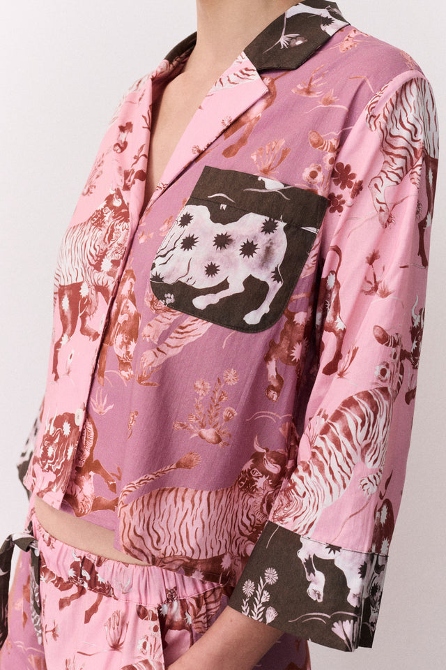 Boxy Shirt & Wide Leg Set Thunderheart Chestnut/Pink/Chocolate