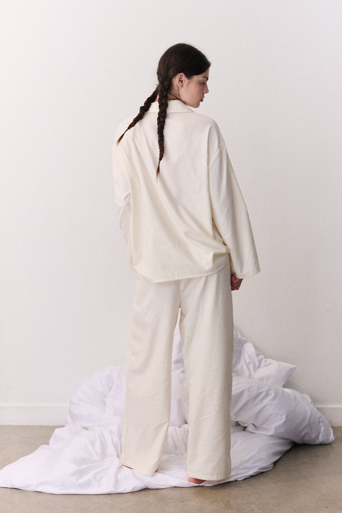 Oversized Long Set Brushed Cotton Cream