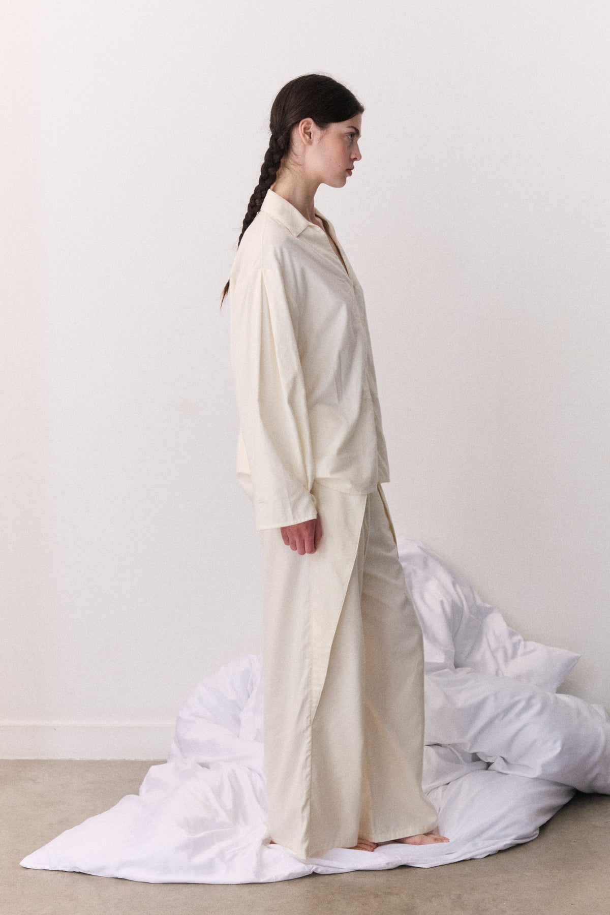 Oversized Long Set Brushed Cotton Cream