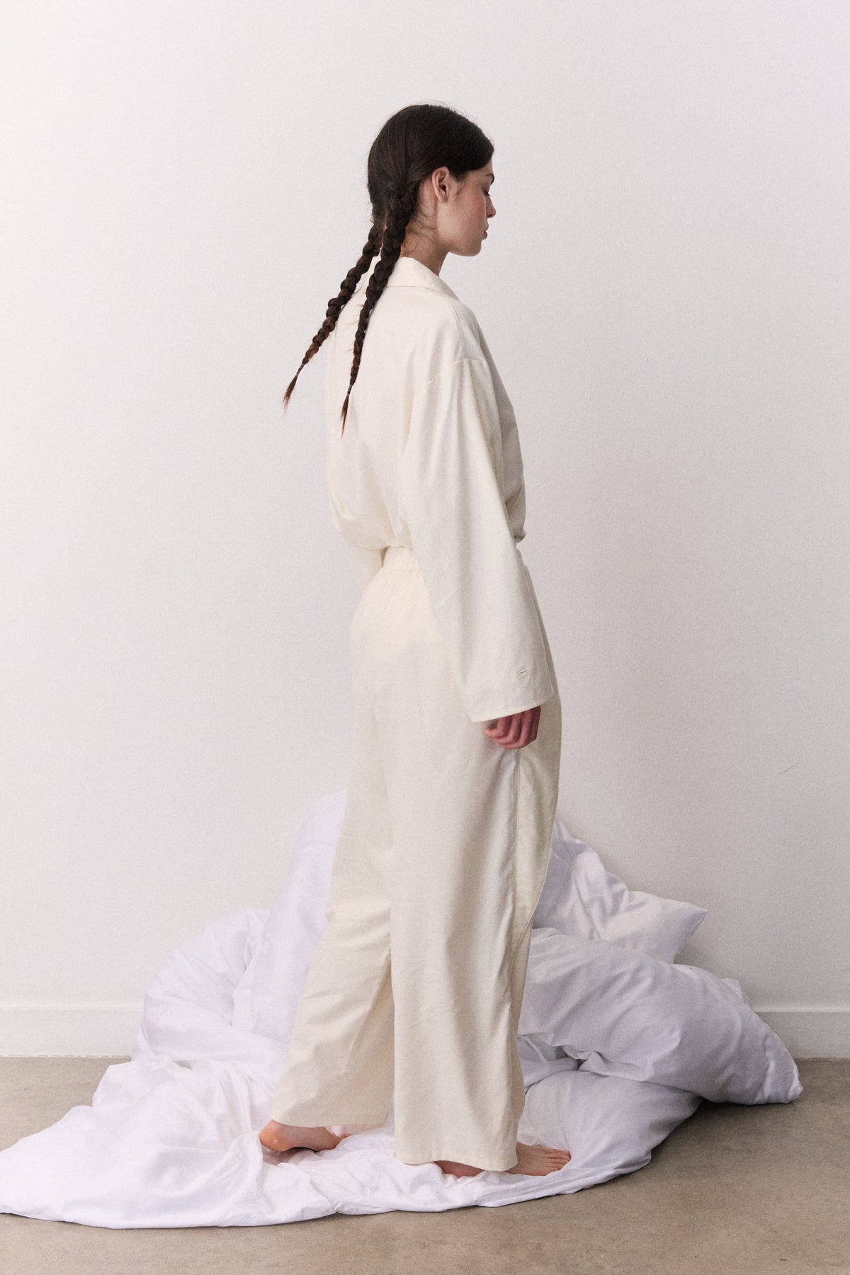 Oversized Long Set Brushed Cotton Cream