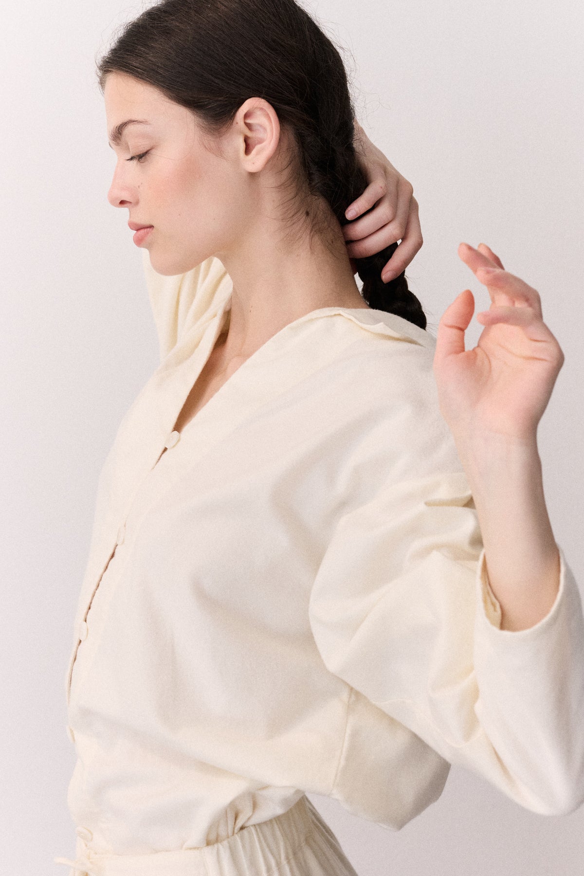 Oversized Long Set Brushed Cotton Cream
