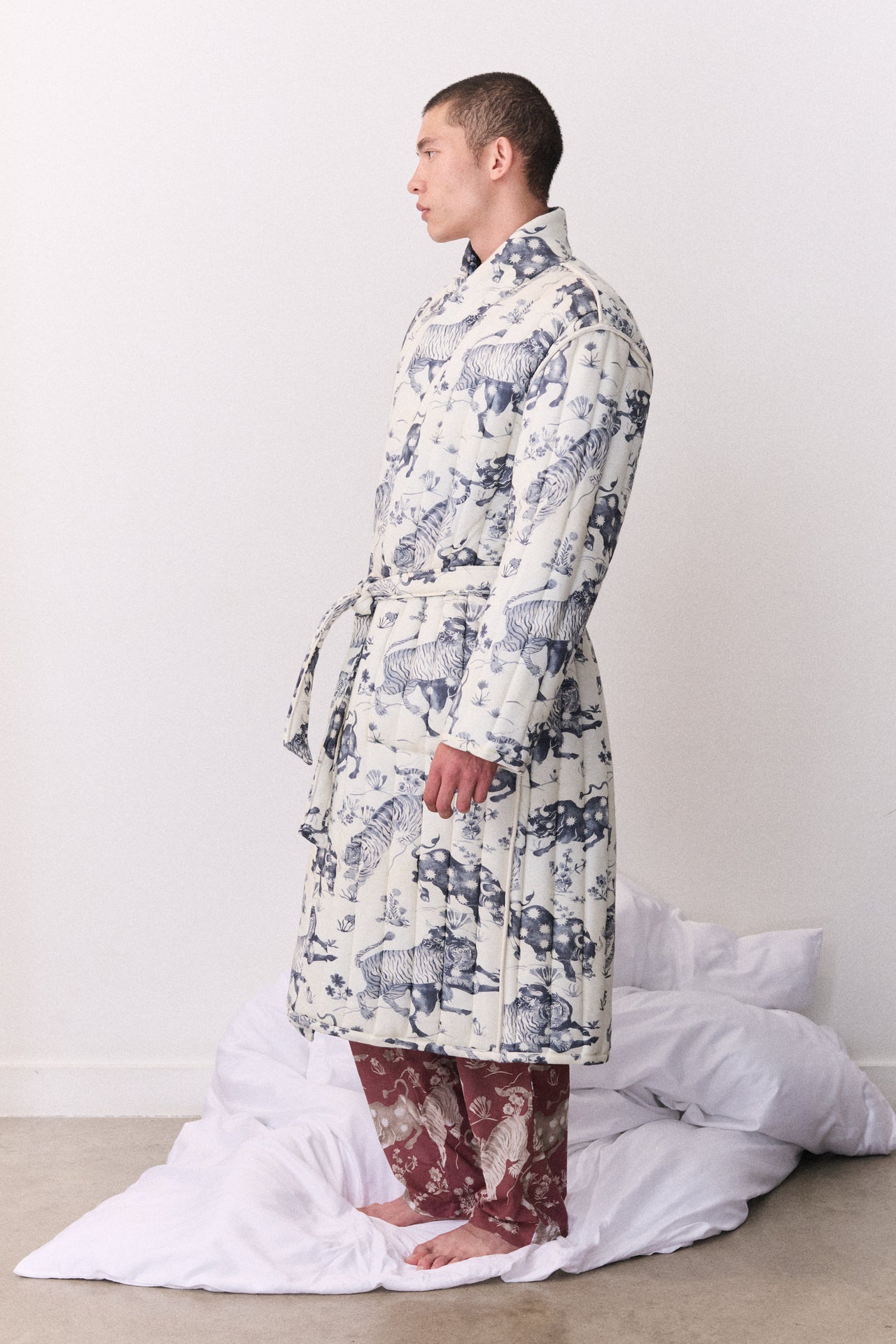 Quilted Jersey Robe Thunderheart Navy/Cream