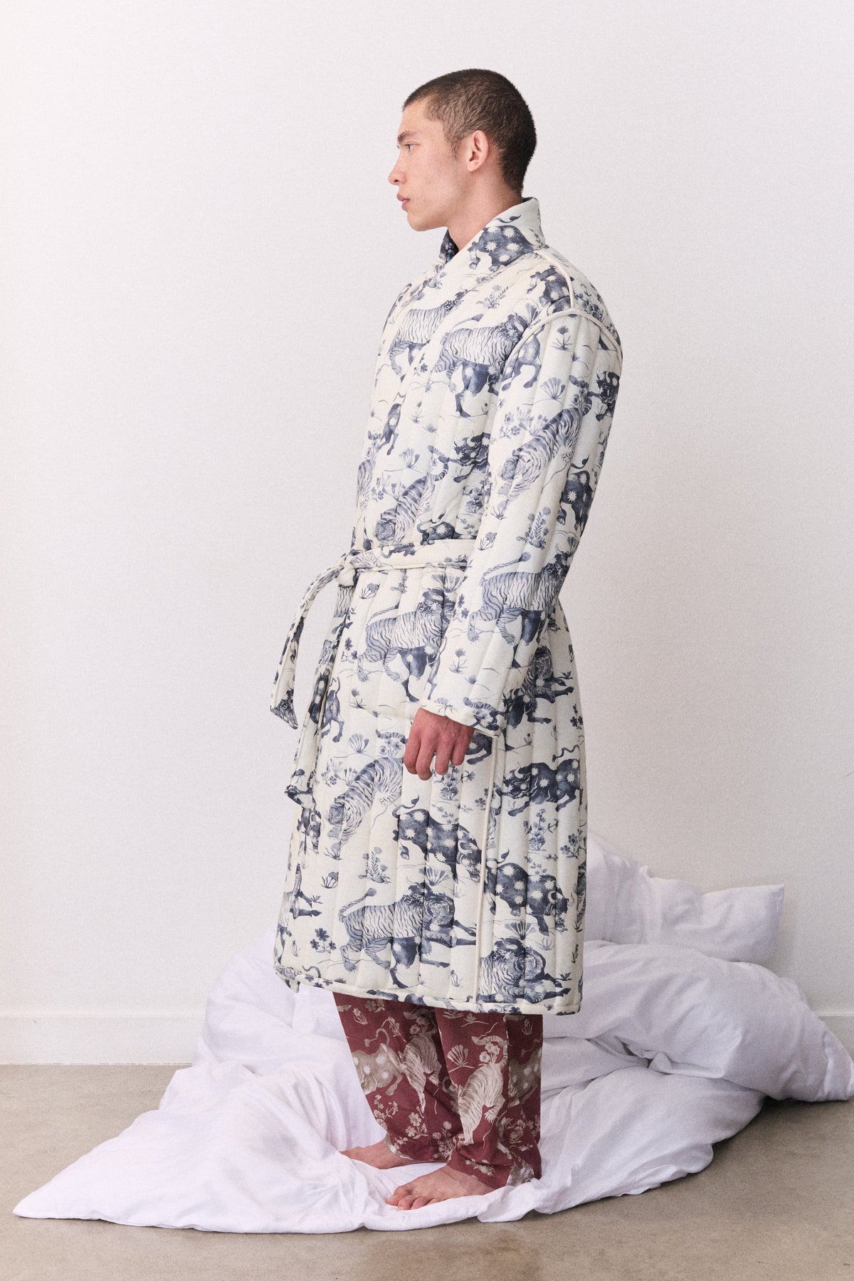 Reversible Jersey Robe Thunderheart Navy/Cream