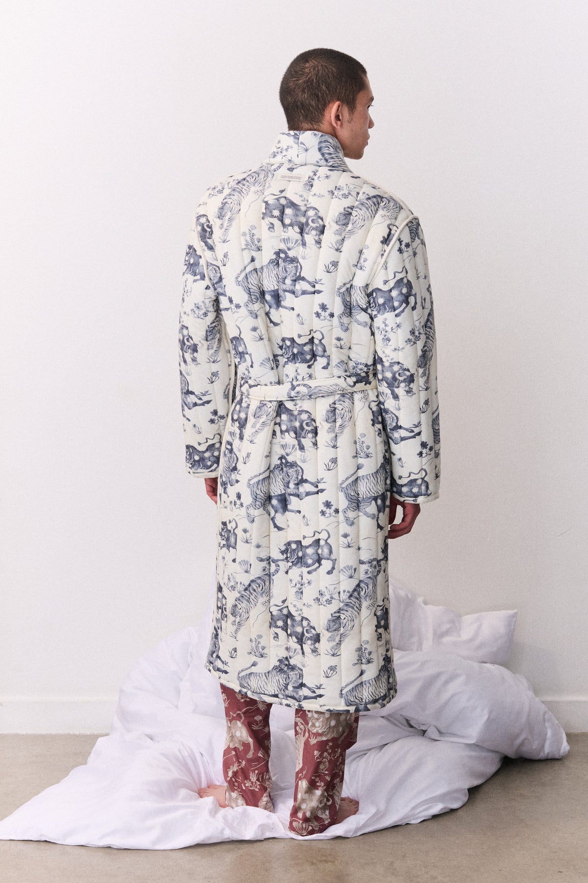 Unisex Reversible Jersey Robe Thunderheart Navy/Cream